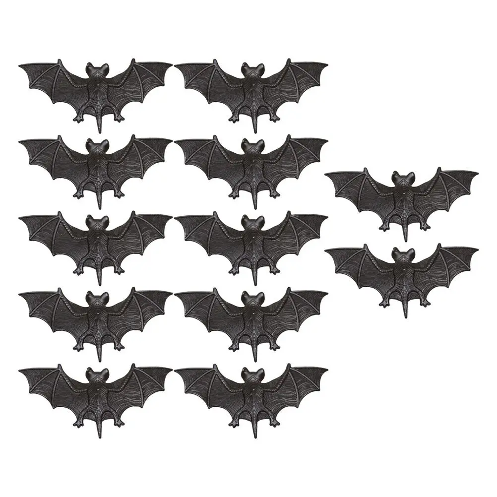 

12Pcs Halloween Bat Prop Decoration Plastic Realistic Party Supplies Spooky Prank Props Home Bar Club Festival Decoration