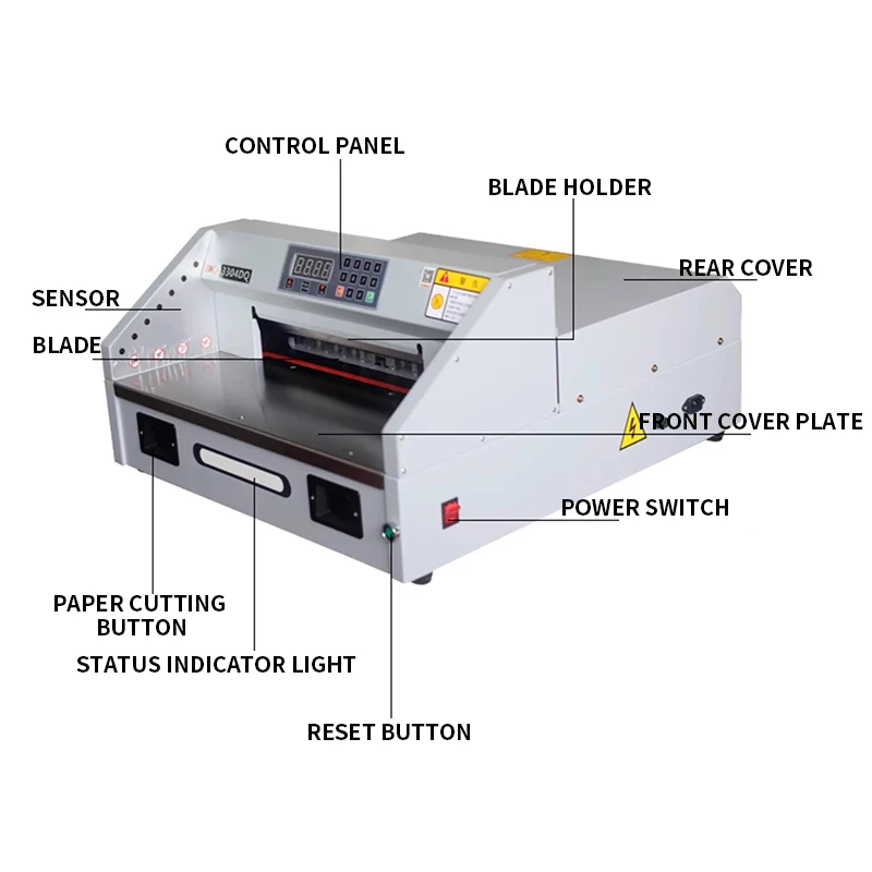 DC-3304DQ Desktop Electric Paper Cutter for Business Cards Bids Text Documents Brochures - Thick-Layer Paper Customized Cutting