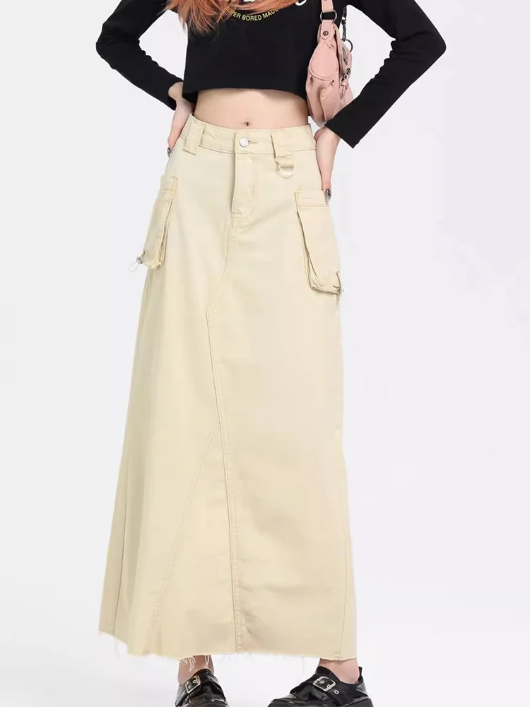 Denim A-line Skirt Women's Slim Covering Crotch and Hip Covering Skirt Y2k New High Waist Slim Fashion Harajuku Instagram 2024