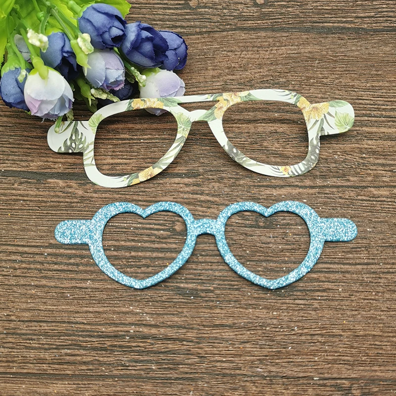2Pcs Heart-shaped glasses Metal Cutting Dies Stencils For DIY Scrapbooking Decorative Embossing Handcraft Template