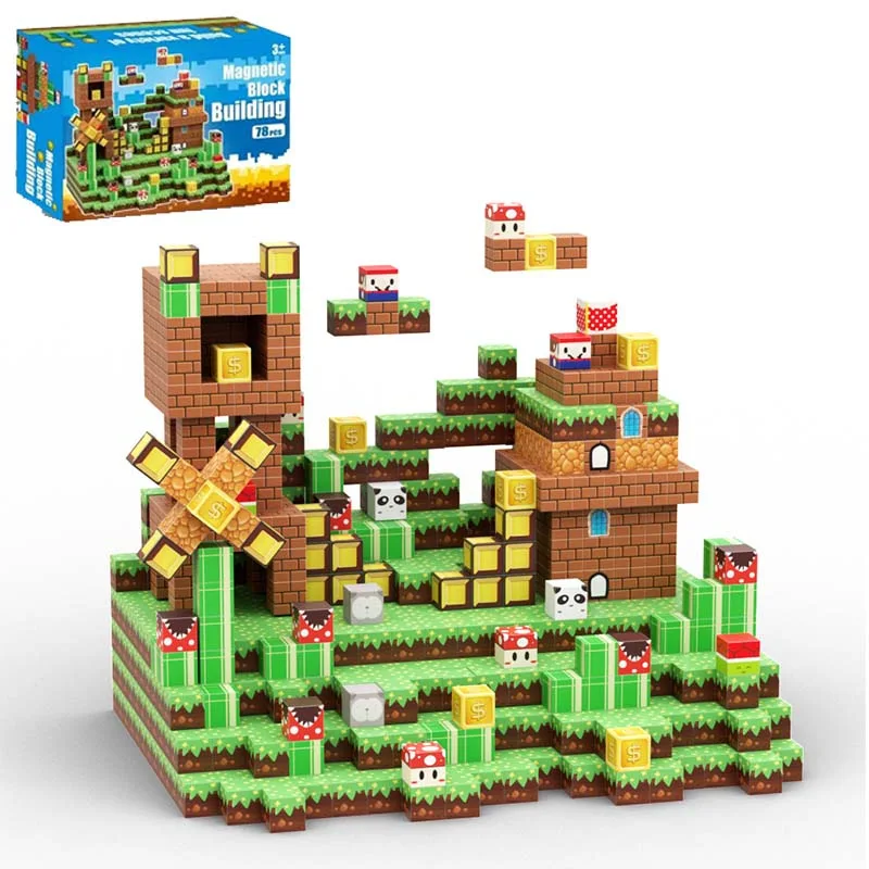 مكعبات بناء مغناطيسية جديدة لعبة مجموعة عالم مغناطيسية، ألعاب قابلة للتكديس للبناء الحسي DIY للتفاعل العائلي بين الوالدين والطفل
