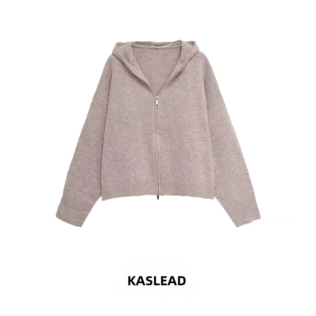 

KASLEAD Новый модный коврик Mixed Spun с капюшоном Jaet Street Sle Long Sve Кардиган из полиэстера на молнии для женщин