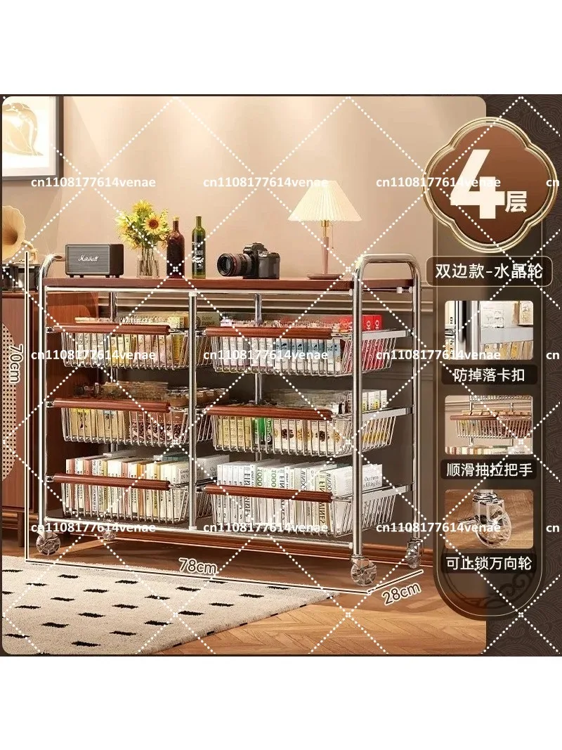 Multi-Layer Fruit and Vegetable Kitchen Storage Rack, Movable Crevice Trolley with Basket