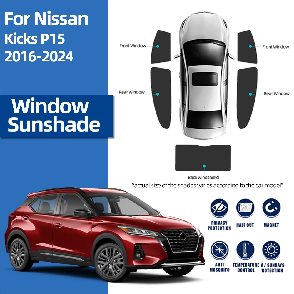 For Nissan Kicks P15 2018-2023 Magnetic Car Sunshade Shield Front Windshield Curtain Rear Side Baby Window Sun Shade Visor