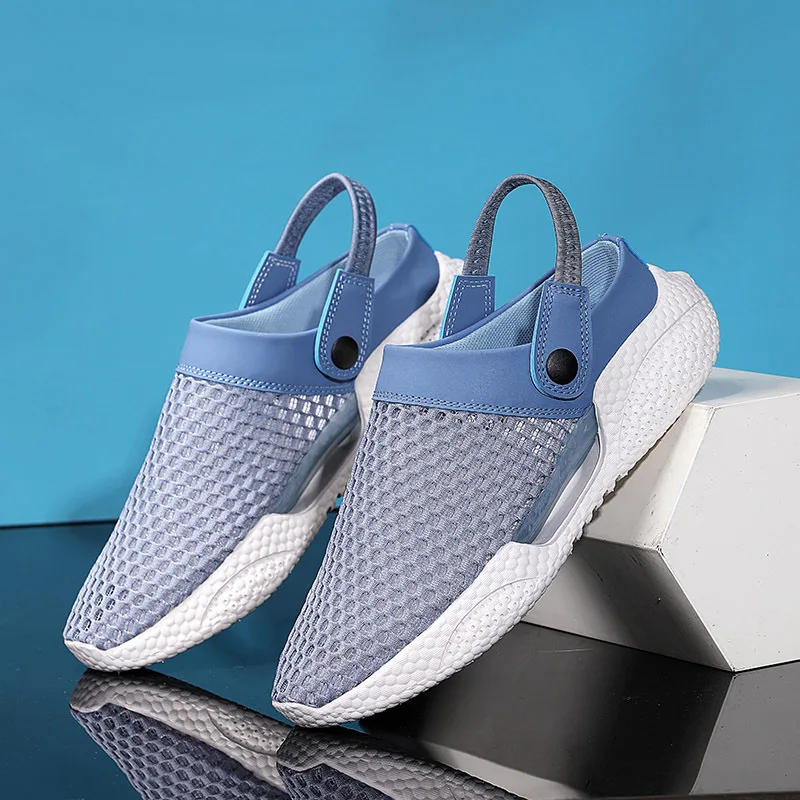 Mesh new outer hole summer bag head slippers men's non-slip sports casual height increase beach sandals