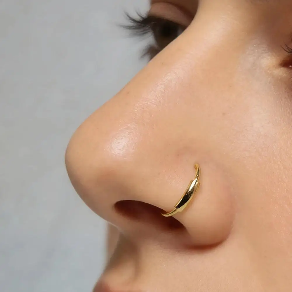 1/3pcs Set Minimalist 316 Stainless Steel Open Small Septum Ring Piercing Earring Set Hypoallergenic Multicolor Shiny Nose Ring