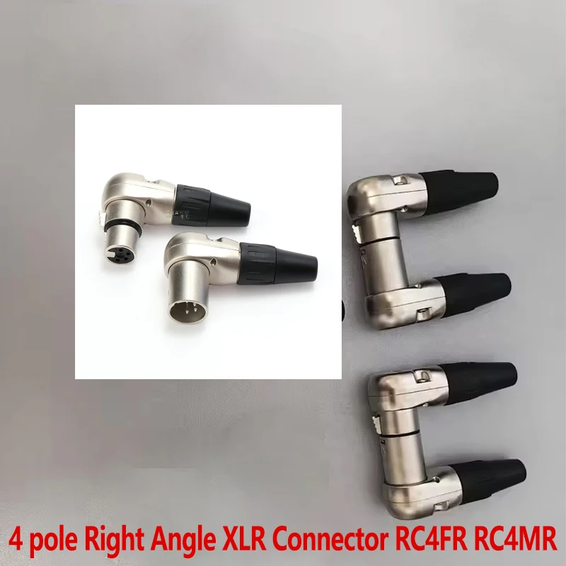 4 pin Right Angle XLR Connector Male Female XLR 4Pin Micphone Plug Audio Cable Connector Multi-directional Connector