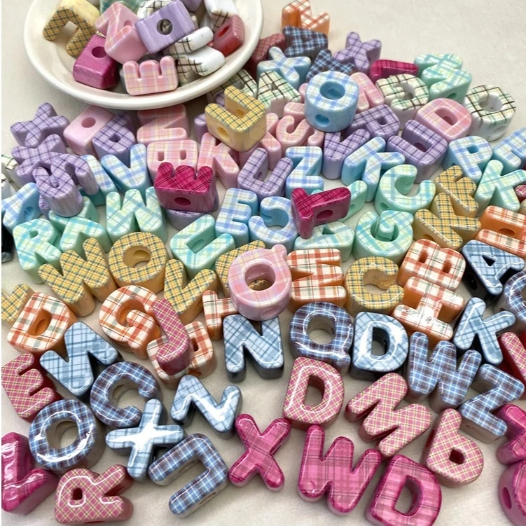30/50/100 Stück/20 mm große Löcher Acryl Alphabet Buchstaben Perlen für DIY Telefon Kette Schlüsselanhänger Zubehör Materialien Lose Perlen – Detail 5