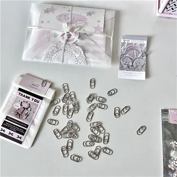 30pcs Silver Mini Heart Paper Clips Photo Cards Packing Materials Photo Clips Metal Paperclip Bookmark School Office Accessories