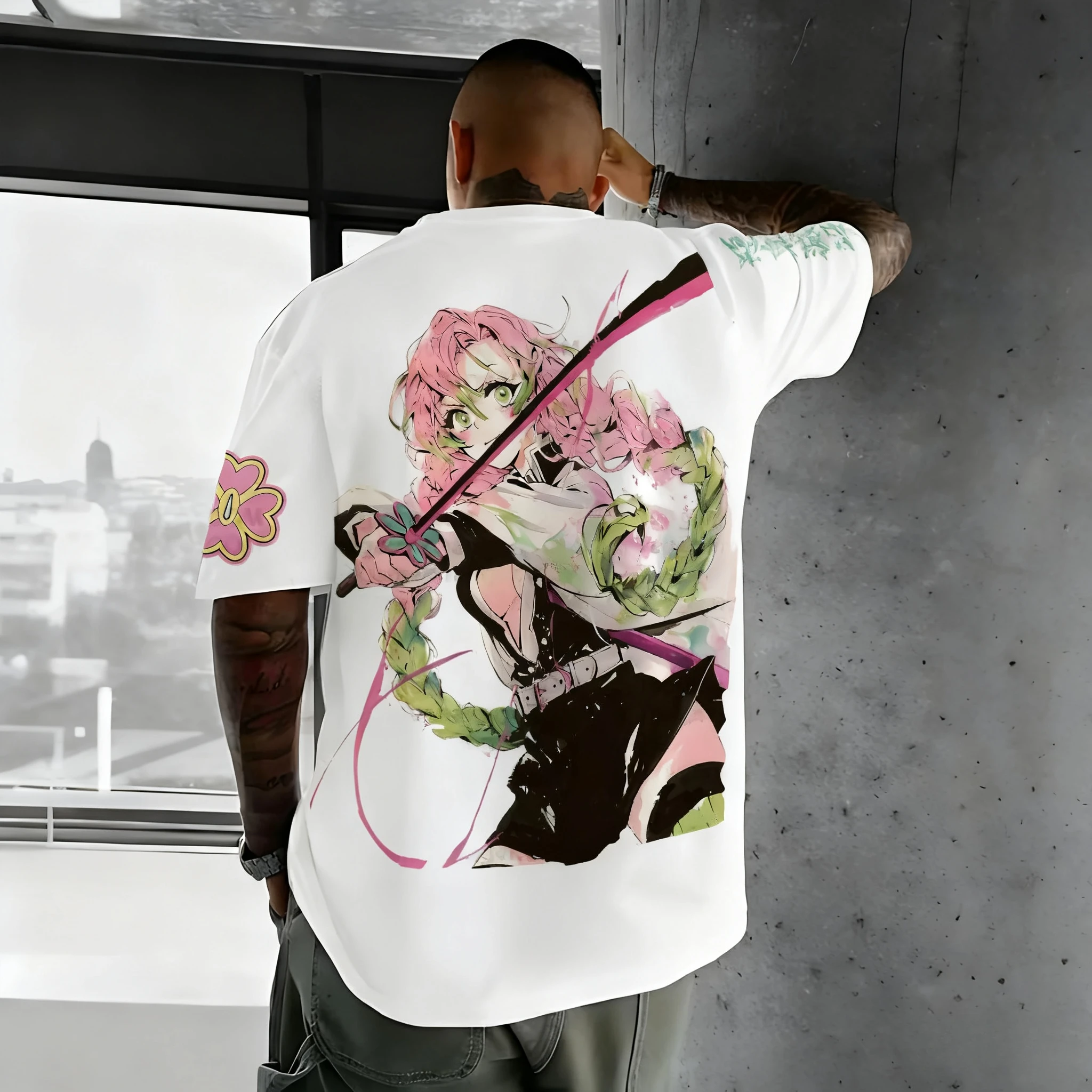 

Мужская футболка в стиле аниме «Demon Slayer», новинка лета 2024, оригинальный свободный повседневный американский топ с ярким принтом для родителей и детей