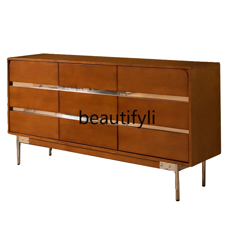 

Solid wood nine-chest cabinet medieval simple living room retro drawer cabinet