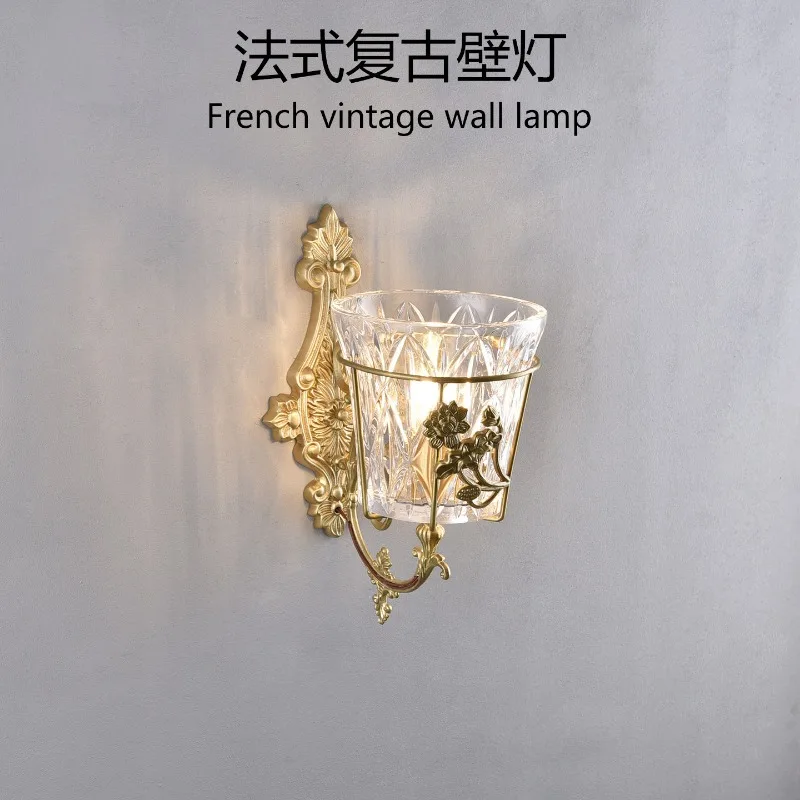 style retro wall  All copper French staircase aisle decorative  Glass bedroom bedside  Living room ambient lamp