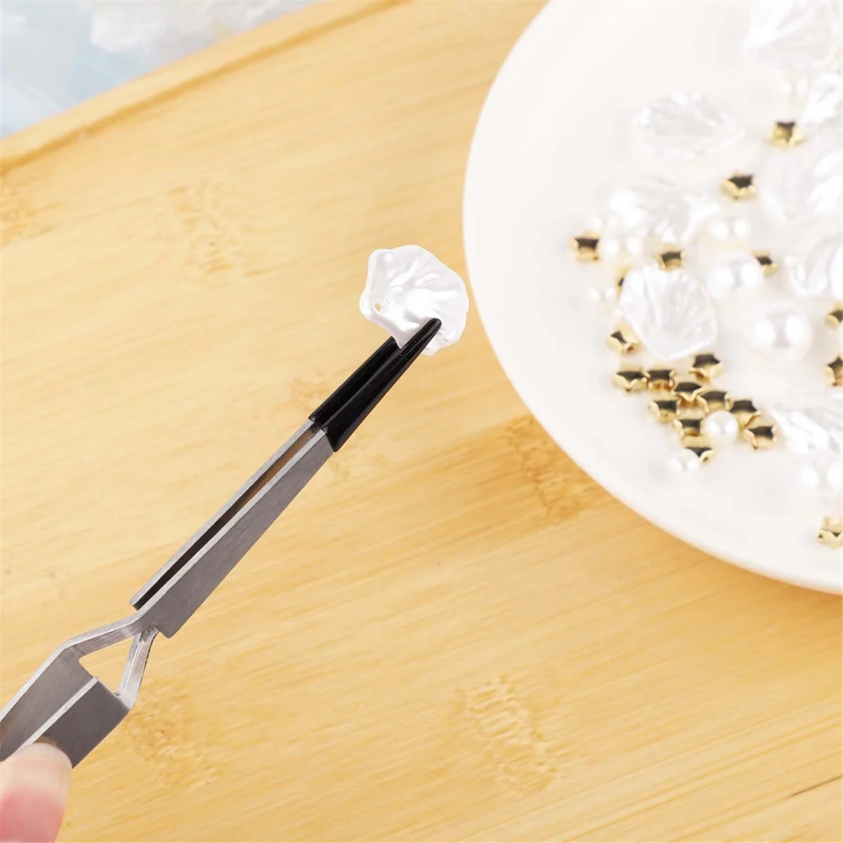 Craft Tweezers,Straight & Bend Curved Pointed Rubber Tips Lock Soldering Tweezers for Crafting Jewelry Electronics Vogue