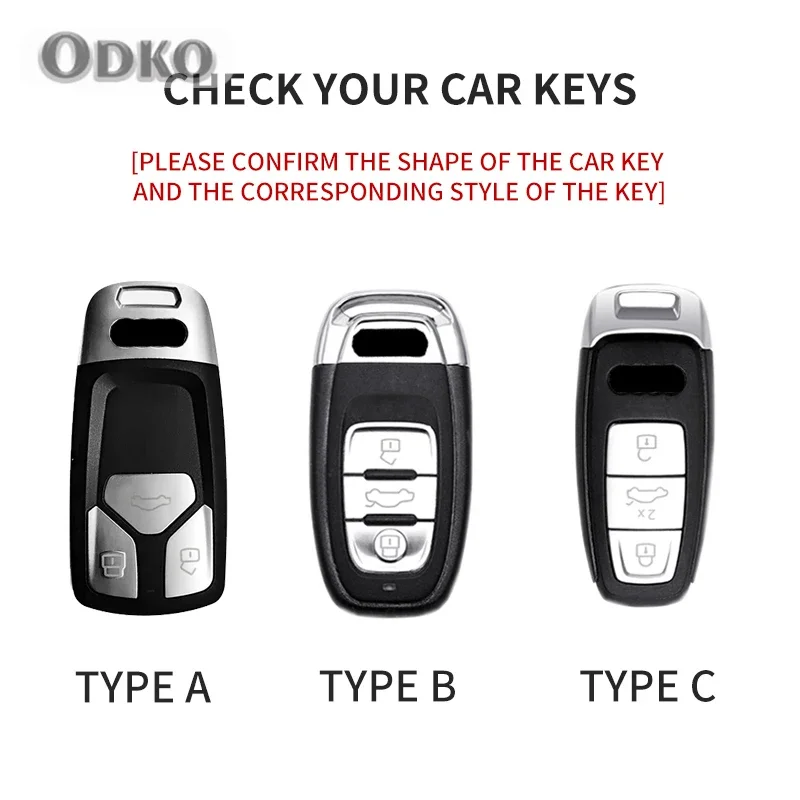 Leather Car Key Case Fob For Audi A6 A4 A5 A7 A8 C8 Q8 8S 8W Q7 B9 4M S5 S4 S7 D5 TT TTS TFSI E-Tron Keychain Suede Accessories