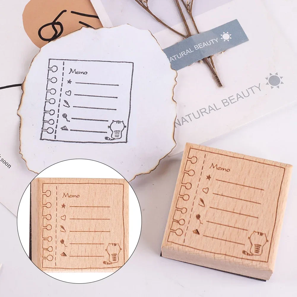 1pcs Vintage Message Frame Series Decoration Wooden Rubber Stamps Vintage Craft Wooden Handbook Seal