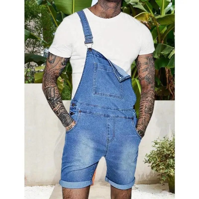 

J 10066 Piped Denim Overalls Low Waist Drawstring Cuffed Jeansalls Unisex Comfortable Fit Durable Nylon Fiber Summer New Arrival