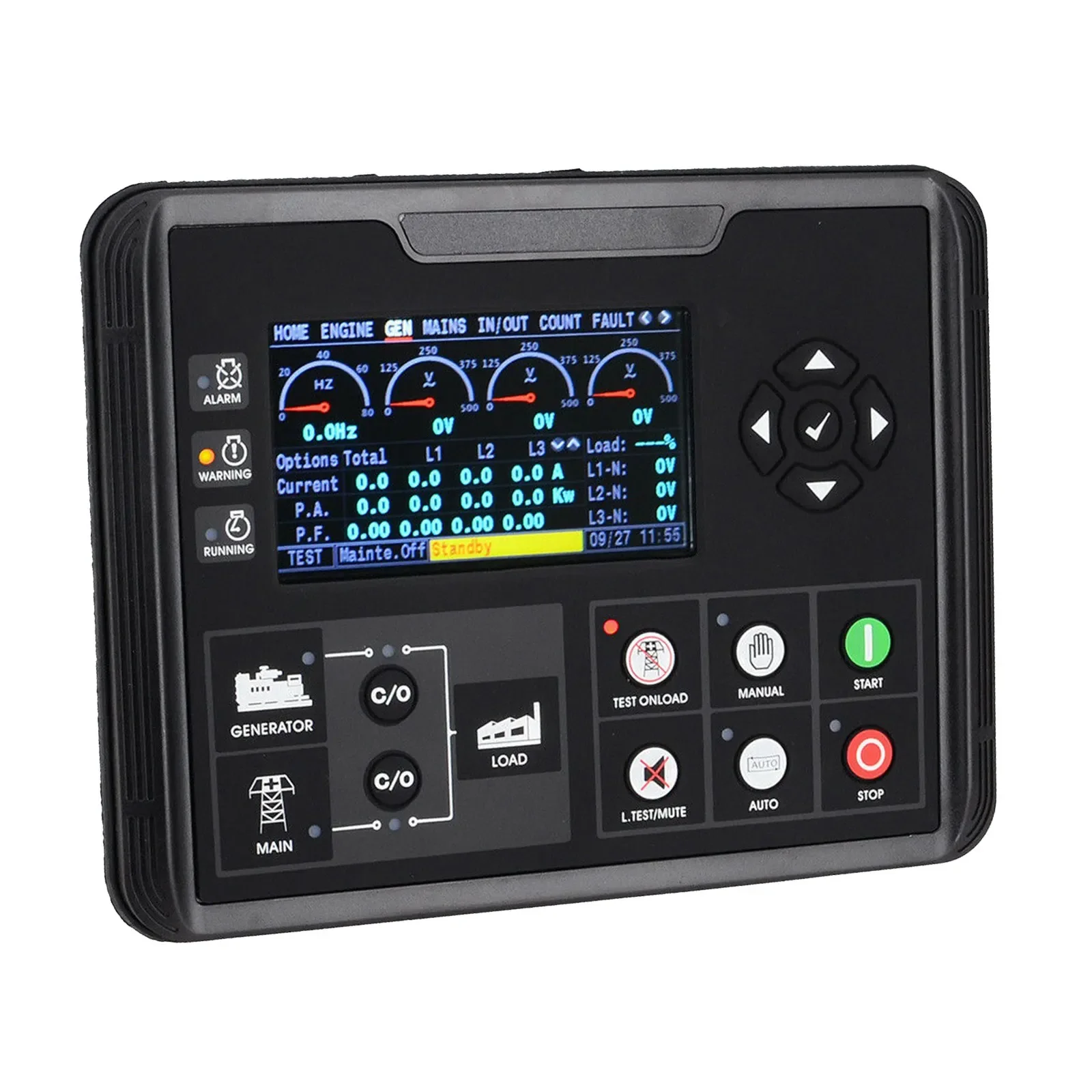 For DC62D Generator Set Controller for Diesel/Gas Genset Parameters Monitoring Control Panel Black