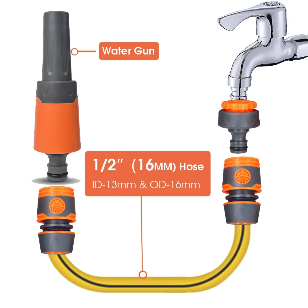 Garden Lawn Watering Car Wash Sprayer High Pressure Water Gun 1/2 Inch 3/4 Inch Hose Adjustable Nozzle Sprinkler With Package