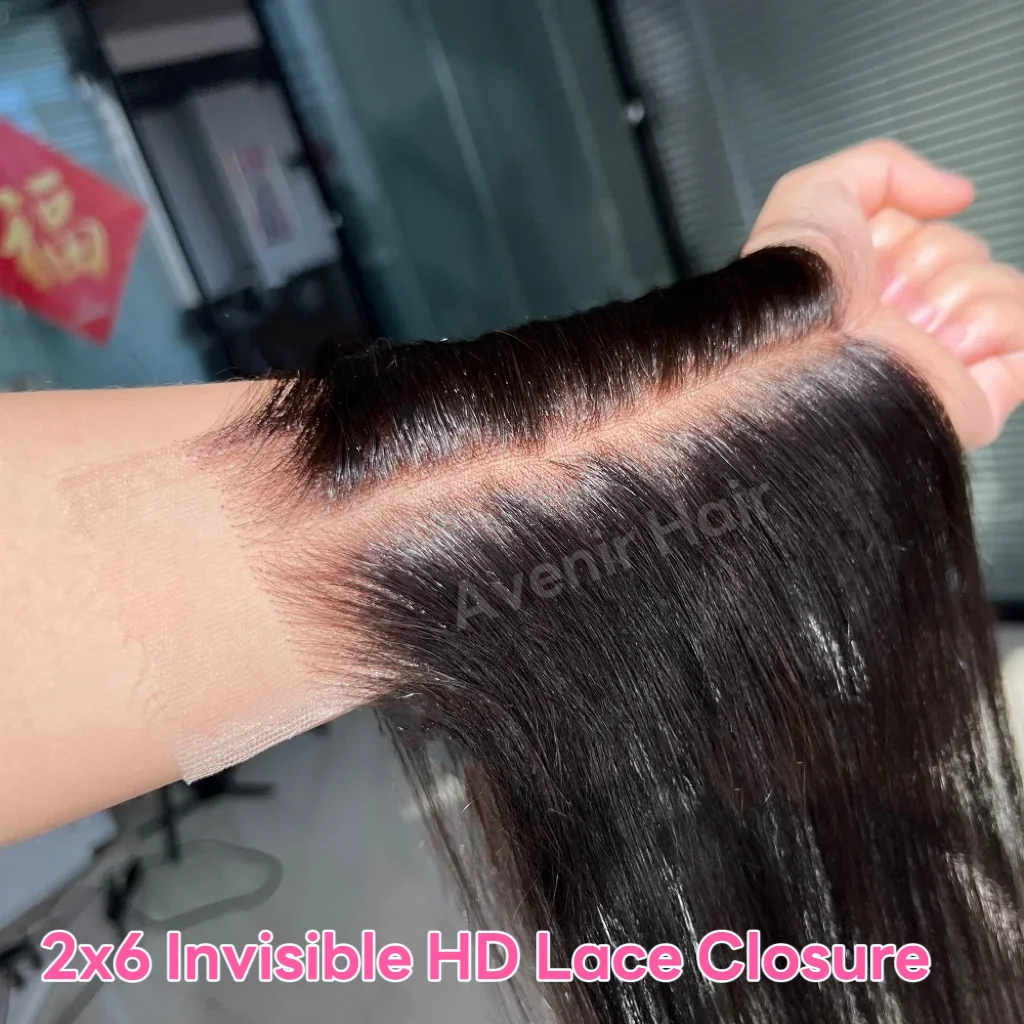 AVENIR Single Knots 2x6 HD Lace Closure Invisible Swiss HD Lace Melt Skins Pre Plucked Virgin Human Hair HD Closure Frontal ONLY