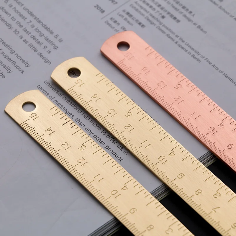 Brass Ruler Copper Ruler EDC Tool Portable Vintage Thickened Bookmark 15cm Ruler