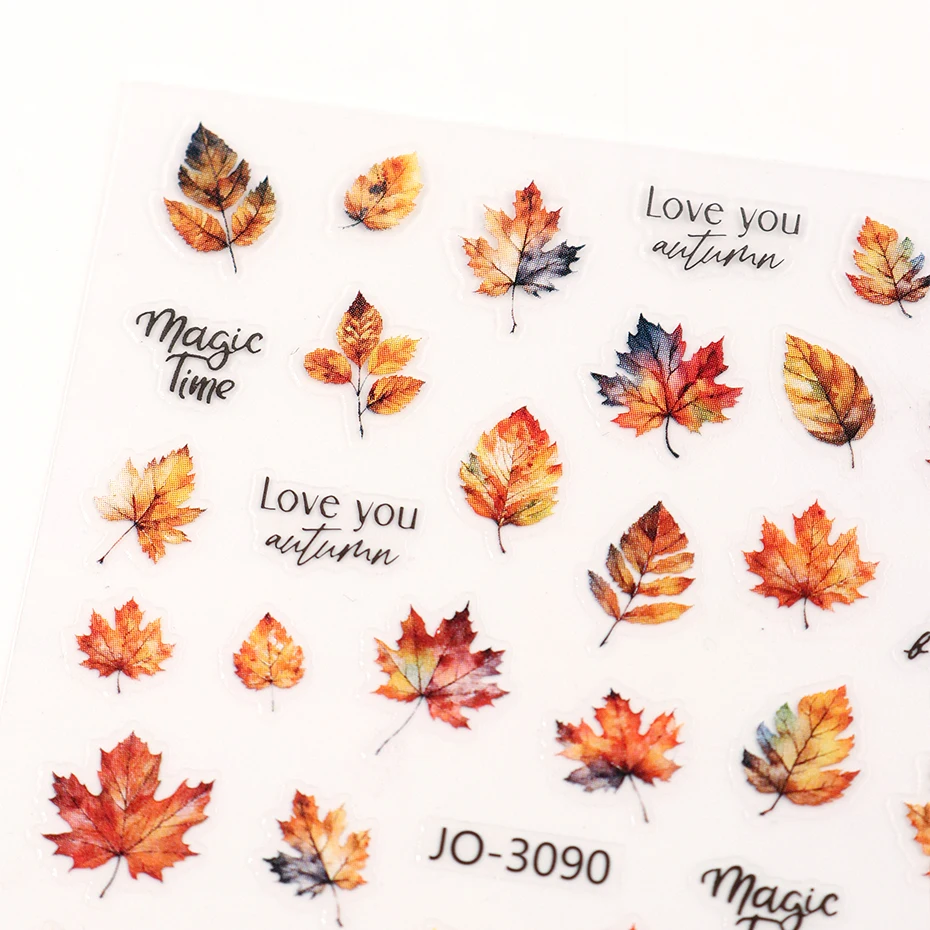 2 Stück Herbstblätter Nagelaufkleber Ahornblatt Nagelsticker Vintage Herbstdeko Maniküre Nagelkunst Aufkleber Dekorationszubehör – Detail 9