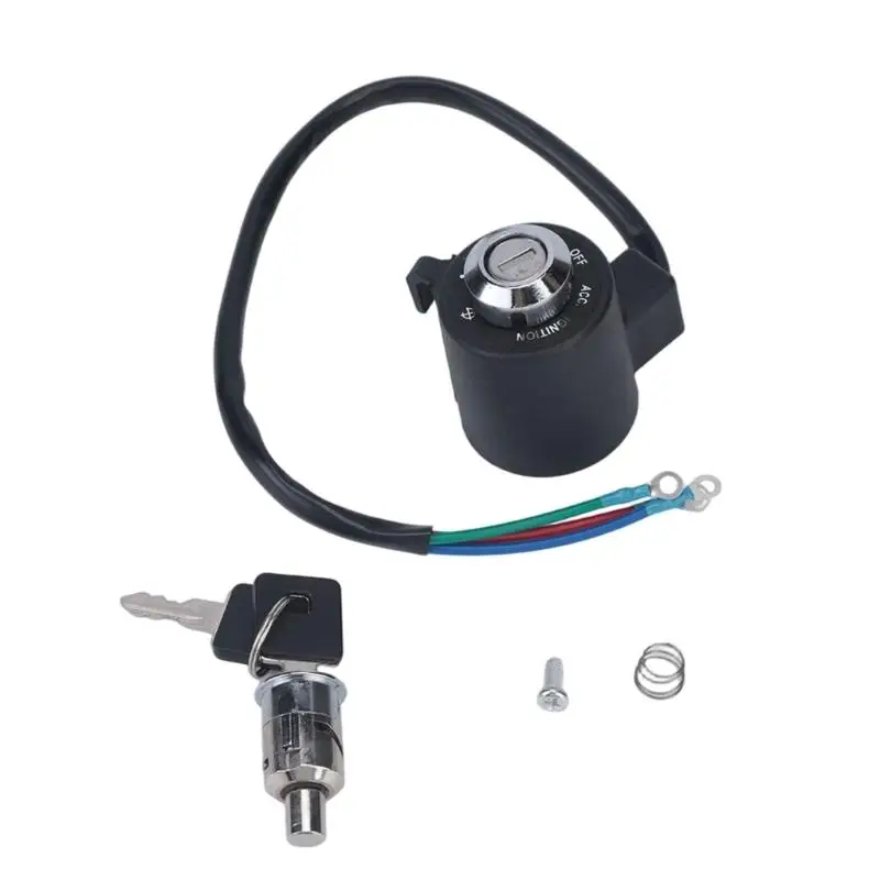 Motorcycle Ignition Switches Lock Cylinder and Steering Lock Assembly Replacement Set with Attached for Repair Service and