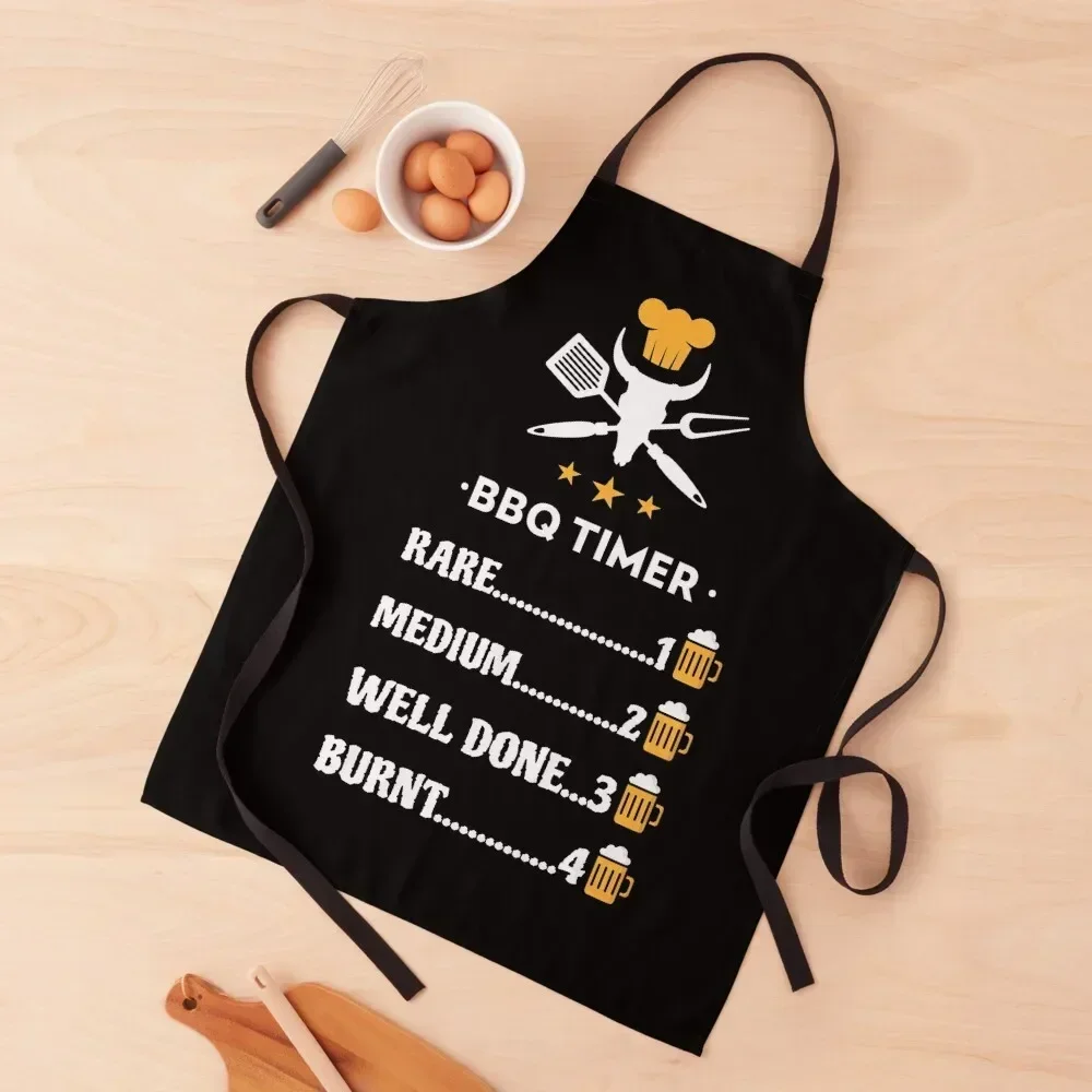 

BBQ Timer Funny Barbecue Drinking Beer Apron For Women Kitchen Women Kitchen'S Apron