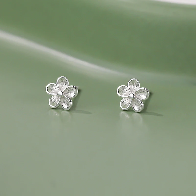 SOFTPIG Real 925 Sterling Silver Mini Flower Stud Earrings for Women Cute Plant Fine Jewelry Ear Hole Care Accessories