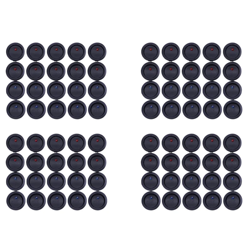 

ABMH-80 шт., 12 В, 20 А, вкл./выкл./3-позиционный терминал, круглый кулисный светодиодный тумблер, синий и красный