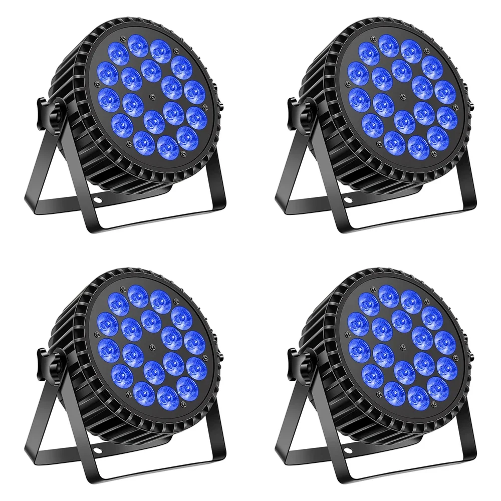 

U'King 4PCS 200W LED Par Light DMX512 18x8W RGBW LED Wash Light Effect Flat Light for DJ Disco Party Club Wedding Stage Light