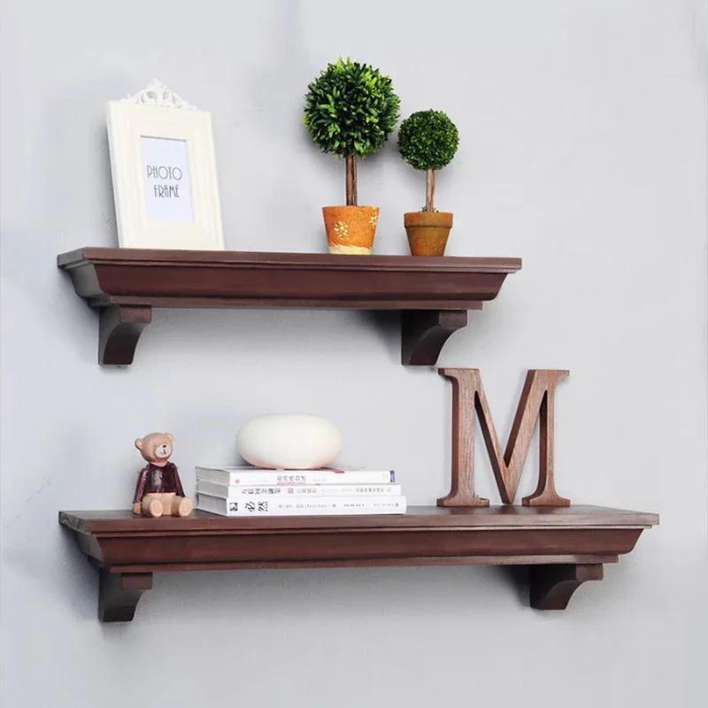 Solid wood rack Shelf TV set-top box rac Living room wall  European  hanging word baffle