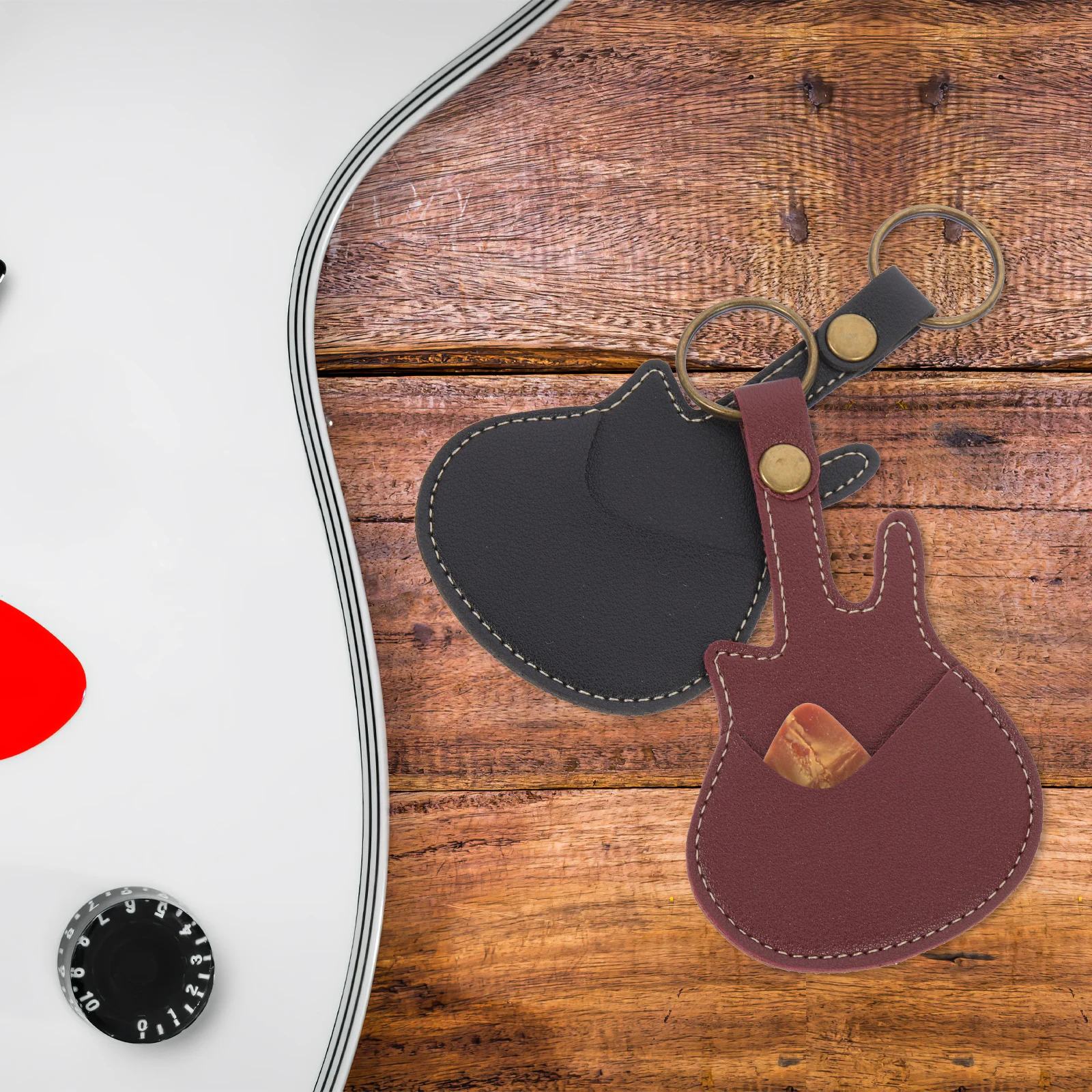 

2 Pcs Pick Storage Bag Large Capacity Guitar Mini Shaped Holder Case Display Cases Plectrums