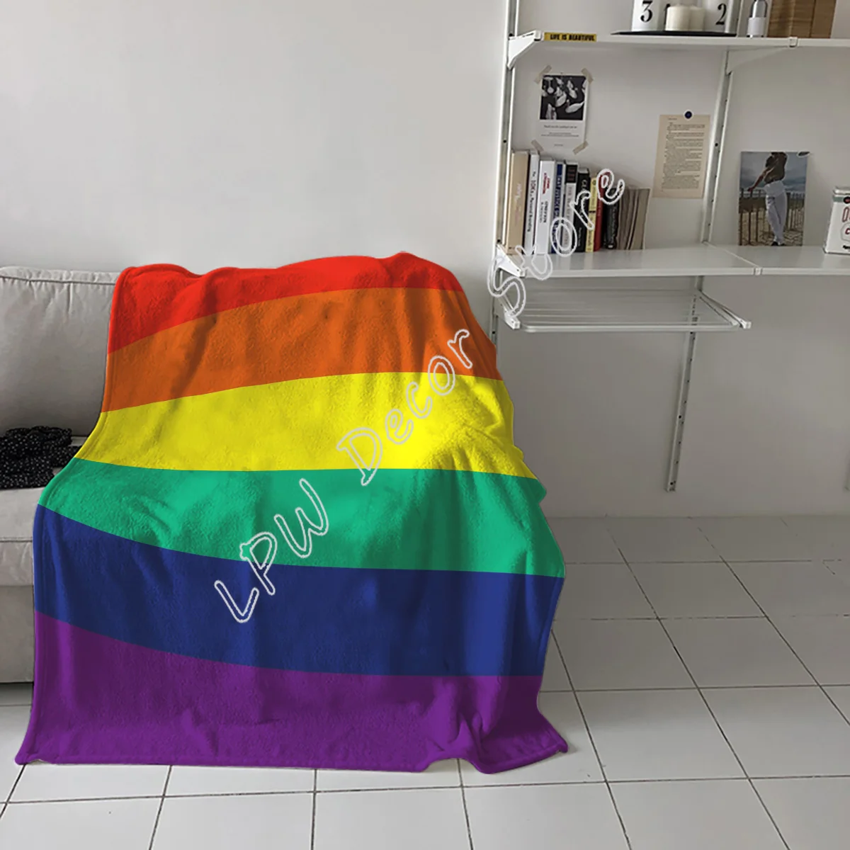 Flannel Blankets Colorful Stripe  Pride Rainbow Blanket Cushion Warm Throws on Sofa Bed Home Bedspread Travel Fleece Blanket