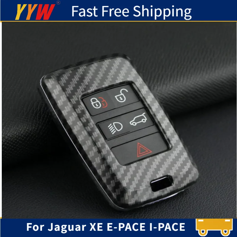 

Smart Key Fob Case Cover For Jaguar XE E-PACE I-PACE Car key Car Carbon Fiber Style Decorative Car Accessories