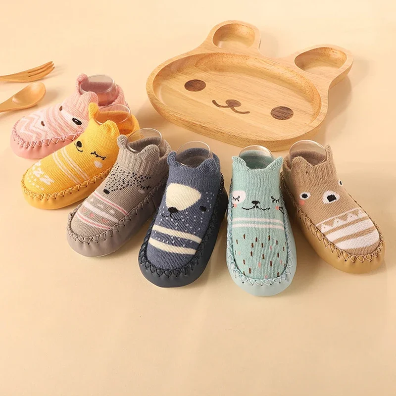 2024 New Born Baby Socks with Rubber Soles Infant Baby Girls Boys Shoes Spring Autumn Baby Floor Socks Anti Slip Soft Sole Sock