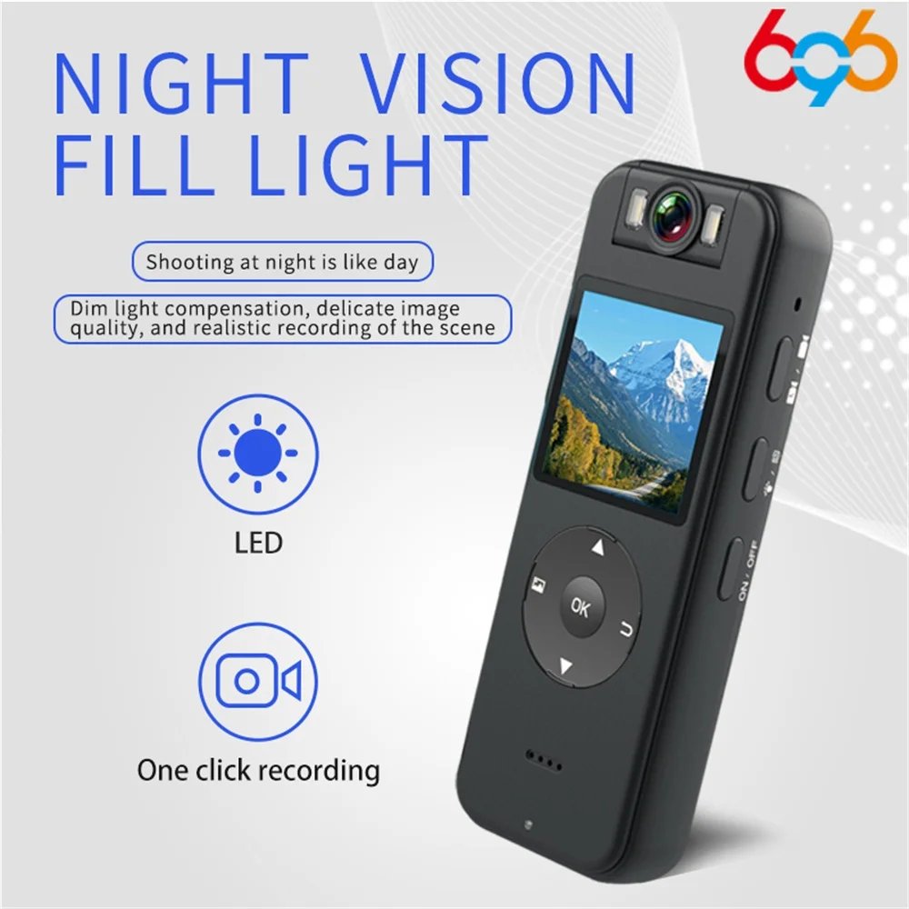One Click Recording And Taking Photos Camera WIFI Connection 4K HD Camera Back Clip Design LED Fill Light 180° Rotation 1400mAh
