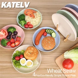 4Pcs Dinner Plate Set Wheat Straw Eco Friendly BPA Free Biodegradable Picnic Fruit Snack Plate Bone Dishes Kitchen Accessories