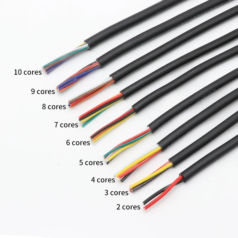 1M UL2464 كابل سلك مغلف قناة خط الصوت 26 - 32AWG 2 -10 النوى أسود / أبيض معزول لينة النحاس إشارة التحكم