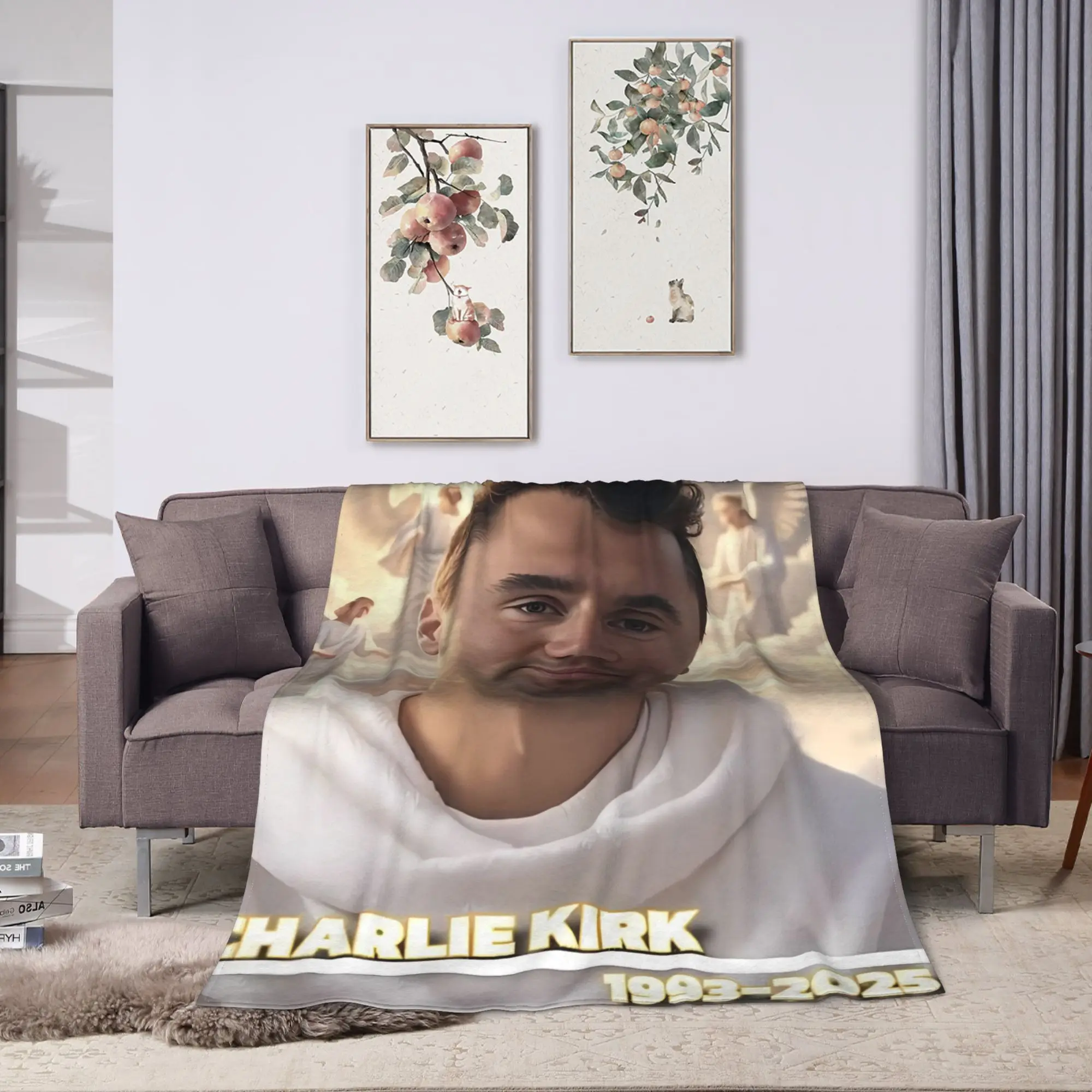 Charlie Kirk Angelic Advocate Soft Blanket  Camping Plush Throw Blanket Comfortable Couch Bed Flannel Bedspread Sofa Bed Cover