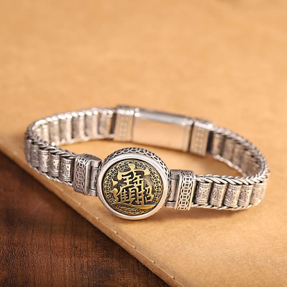 

2025 New Chinese Ethnic Style Handmade Chain Men's Personalized Spinning Tube Bead Weaving Bracelet Jewelry