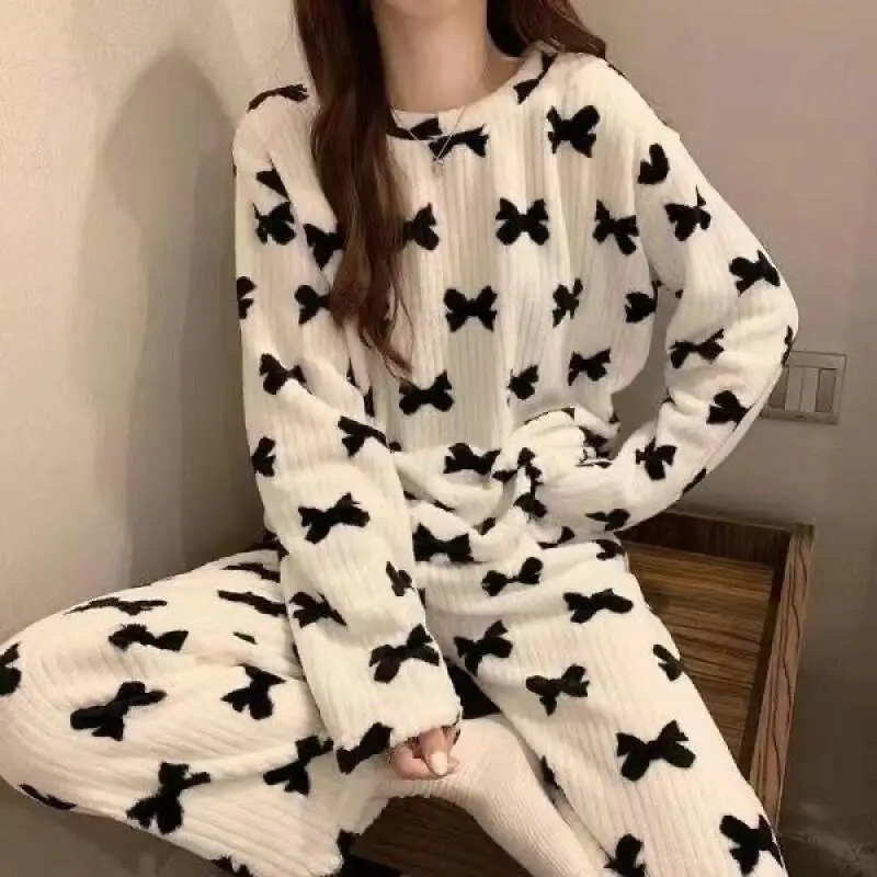 Fashion Homewear Featuring High Aesthetic Appeal and Early Autumn Coral Fleece for Warmth Sexy Pajama Set New in Matching Sets