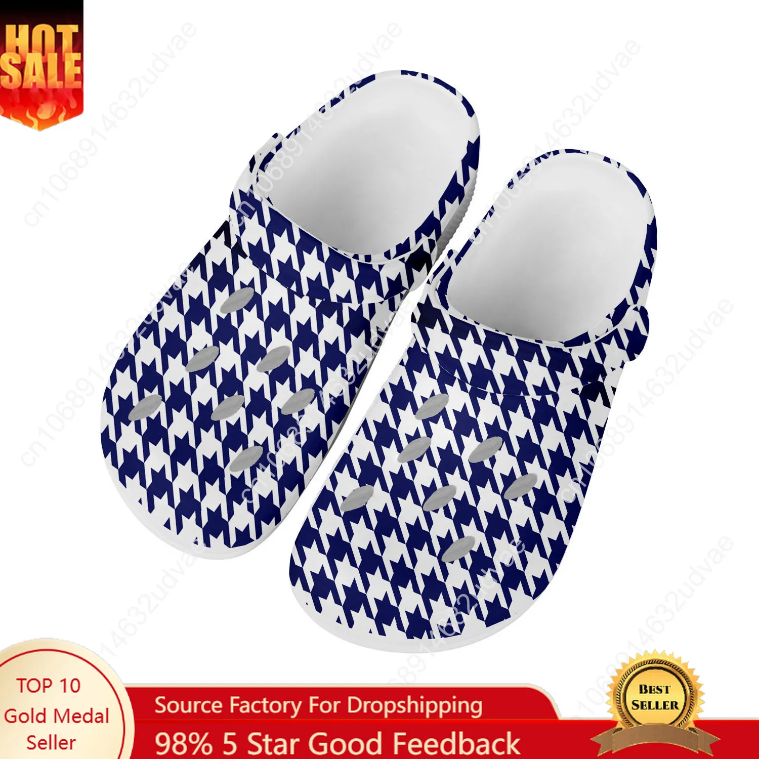 

Houndstooth Water Shoes Mens Womens High Quality Fashion Home Garden Clogs Customizd Sandals Beach Breathable Hole Slippers