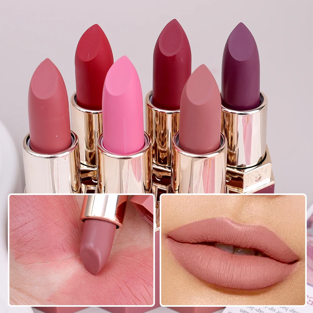 Long-lasting Lipstick Matte Waterproof Misty Finish Moisturize Lip Stick Not Fade Sexy Matte Nude Velvet Lip Gloss Women Makeup