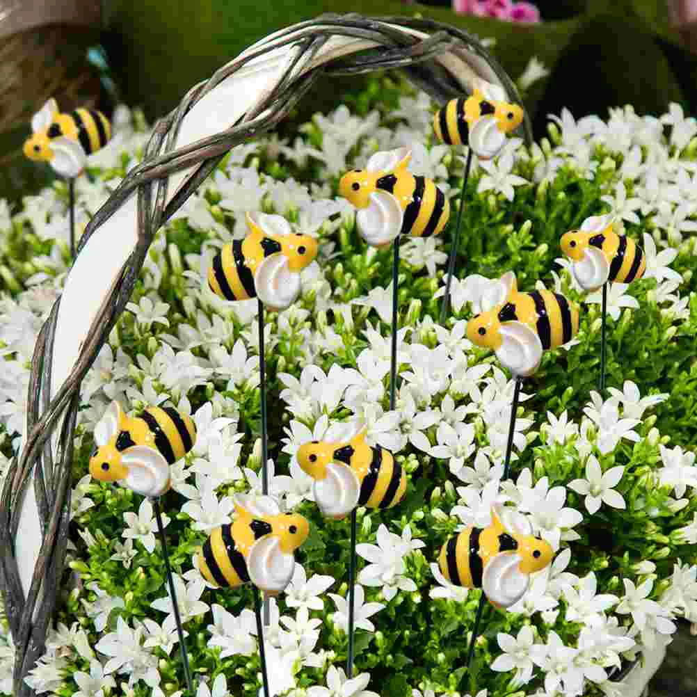 10 Pcs Bee Garden Stakes Decorative Plastic Insect Craft Bees Metal Little Bumble Patio Lawn Decor Stake Yard nament G333