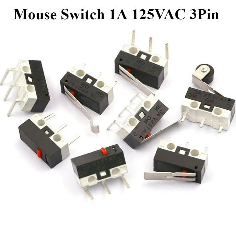 

Micro Limit Switch Momentary Push Button Switch 1A 125V AC Mouse Switch 3Pins Long Handle 13.5mm Roller Lever Arm SPDT 12X6X6MM