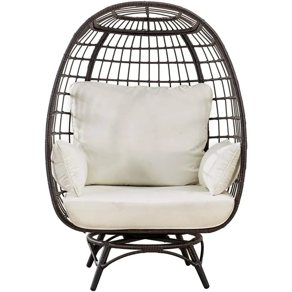 

2025 New Swivel Lounge, Oversized Indoor Outdoor Egg Chair with 4 Cushions for Patio, Backyard, Living Room