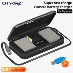 BLN-1 BLN1 PS-BLN1 Camera Battery+5-in-1 Camera Battery Charging Case for Olympus OM-D E-M1 PEN-F E-P5 EM1 EM5 PENF EP5 Mark II