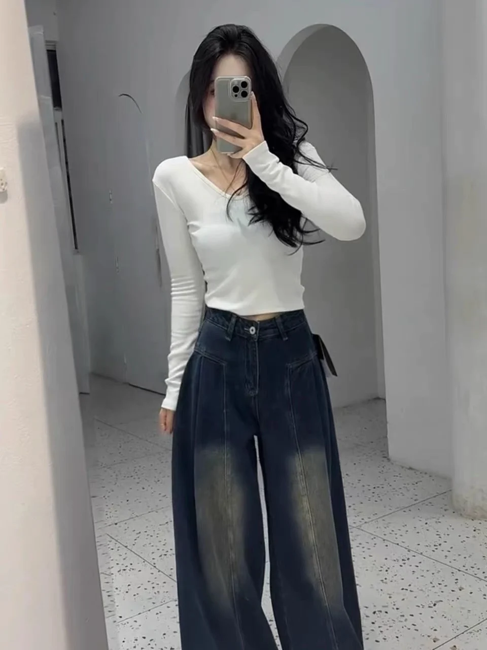 Coreano Sle Slim Fit V-Ne Long Sve Fce ort T-shirt da donna in morbido cotone confortevole inverno nuovo arrivo Top