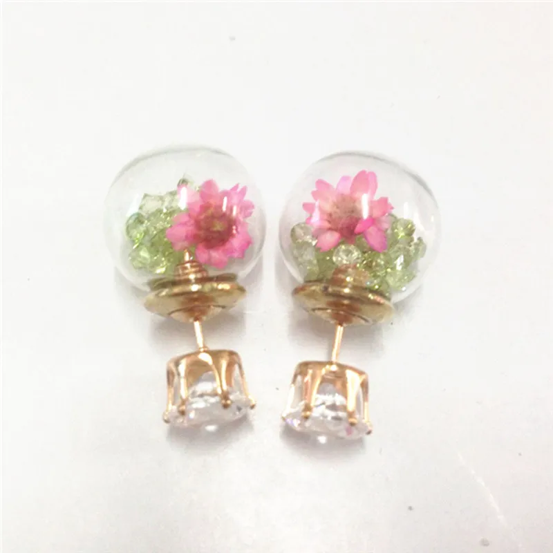 2024 New Design Fashion Brand Jewelry Glass Flowers Crystal Stud Earring Double Side Pearl Summer Style Daisy Earrings For Women