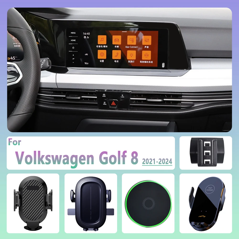For Volkswagen VW Golf 8 MK8 2021 2022 2023 2024 Car Phone Holder Wireless Charging Magnetic Phone Holder Car Magsafe Support
